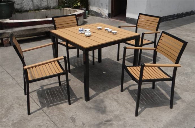 PS imitation wood outdoor table and chair