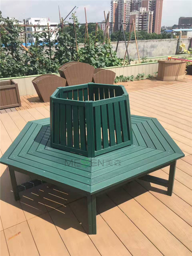 PS imitation wood park tree pool bench