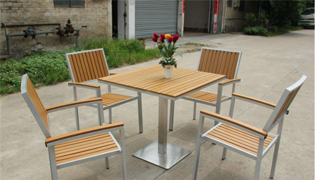 PS imitation wood outdoor table and chair